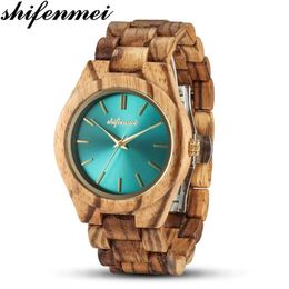 Wristwatches Shifenmei Wood Watch Women Watches Fashion 2021 Quartz Wooden Minimalist Bracelet Clock Zegarek Damski316m