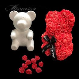 Decorative Flowers & Wreaths 1Pcs Modelling Polystyrene Styrofoam White Foam Bear Mould Teddy For Valentine's Day Gifts Birthd2838