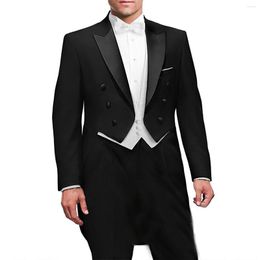 Men's Suits Italian Tailcoat Design Men For Wedding Prom (Jacket Pants Vest) Elgant Terno Suit Set Groomsmen Groom Tuxedos