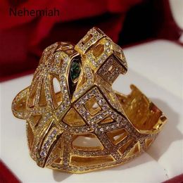 Fashion brands Cut out leopard ring Powerful mechanical leopard ring Electroplated platinum gold Copper material242L