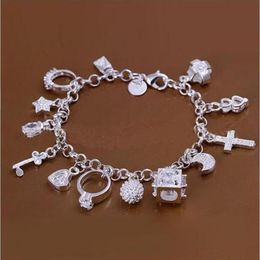 DMSB144 braccialetto da donna placcato in argento sterling 925 gioielli con braccialetto in argento 6 pezzi lotto2031