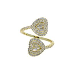 Tiny band adjsut finger heart ring with full cubic zircon paved new styles women lady wedding rings Jewellery plated gold silver ros249P