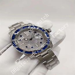 Men Watches Factory Blue Green Diamond Bezel Classic 40 mm 2813 Automatic Movement Diamond Strap Christmas Gift Wristwatches 268R