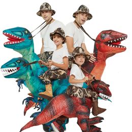 Mascot Costumes Adult Kids Riding Velociraptor Dinosaur Iatable Costume Birthday Party Stage Catwalk Halloween Carnival Holiday Gift