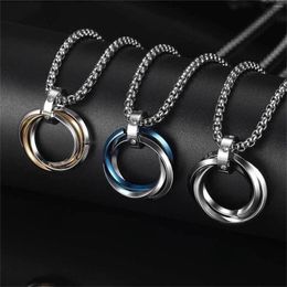 Pendant Necklaces 3 Colours Simple Three Ring Cross Necklace Hip Hop Style Christian Charm For Men Boys Jewellery Gift Boyfriend