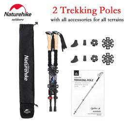 Trekking Poles 2pcs Pole Carbon Fibre Telescopic Walking Sticks Tent Foyer Climbing Stick Hiking Supplies 231005