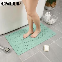 ONEUP Anti Slip Bath Mats On The Floor Drainable Bathroom Carpet PVC Soft Bath Mats With Suction Cup Home Bathroom Accessories254K
