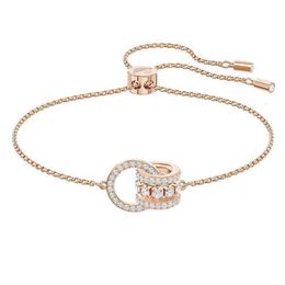 Bracelet Swarovski Designer Luxury Fashion Women Pairing Interlocking Transfer Beads Pulling Bracelet Rose Gold Female Swallow Crystal Bracelet