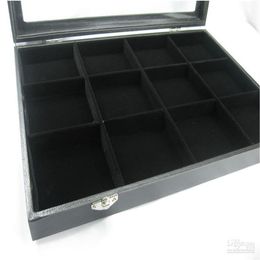 POCKET WATCH COMPARTMENT Jewellery GLASS DISPLAY CASE BOX 12 compartment208W