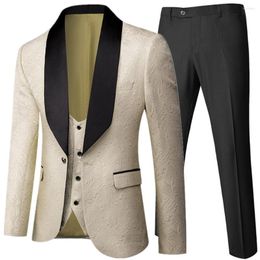 Men's Suits Banquet Feather Embossing Process Designer Blazer Jacket Pants Vest / Nice Suit Coat Waistcoat Trouser 3 Piece Set
