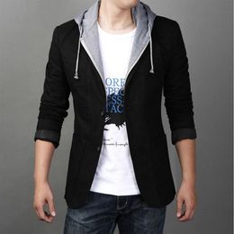 Whole- New 2017 spring and autumn male blazer slim plus size with hood casual suit jacket even the hat suit hooded leisure sui281Q