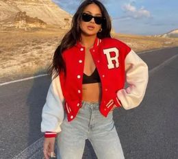 Women s Hoodies Sweatshirts Varsity Jacket Y2K Women Casual Baseball Jackets Long Sleeve Bomber Coats Loose Letter Print Tops Grunge Clothes 231005