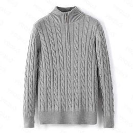 Mens Sweater Winter Fleece Thick Half Zipper High Neck Warm Pullover Quality Slim Knit Wool designer knitting Casual Jumpers zip B218p