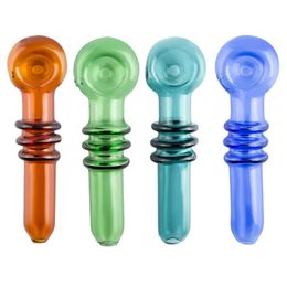Headshop214 CSYC Y025 Colorful Glass Pipes About 4.1 Inches 3 Rings Tobacco Dab Rig Spoon Smoking Pipe