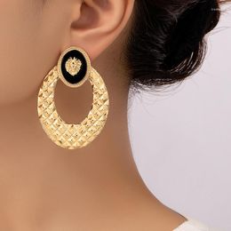 Dangle Earrings Trendy Lion's Head Hoop For Women Texture Gold Color Large Circle Punk Statement Earring Fashion Jewelry