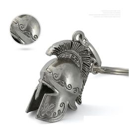 Hooks Rails Spartan Roman Helmet Warrior Greek Gladiator Alloy Keychain Jewelry Charm Keyring Party Birthday Gift For Men Fashion Otzgh