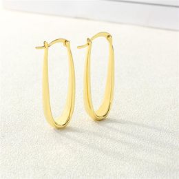 Hoop Earrings C.QUAN CHI Classic Copper Alloy Smooth Metal For Woman Fashion Korean Jewelry Girl's Daily Wear