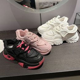 Women Running Shoes Pink Black Breathable mesh Fashion thick soled Durable Comfortable Walking round Sport Trainers sneakers 36-40