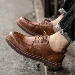 Chaussures décontractées résistant Brogue automne hommes bottes de travail affaires en cuir véritable S12380-S12394