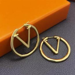 Womens Elegant Charm Hoop Earrings Designer Jewellery 18K Gold Ear Studs Top quality Wedding Accessories2952