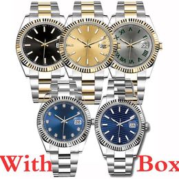 Men Watch Luxury Watches Grey Baton Size 41mm Blue Fluted Bezel Watch Mens Automatic Watches Mechanical montre de luxe Watches oys229Q