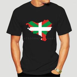 Men's T Shirts Summer Custom Crew Neck Short Sleeve Shirt Flag Map Of Basque Country Cotton For MenHigh Quality Top Tee-2605D