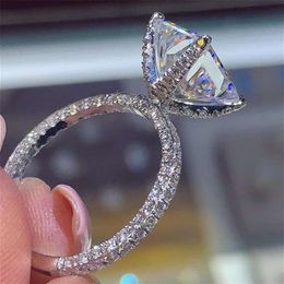 Handmade Square Diamond Ring 925 Sterling silver Engagement wedding band rings for women men Finger Jewellery Gift288h