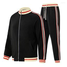 Men's Tracksuits Casual Mens Tracksuit Spring Autumn Men Sets Zip Cardigan Two Piece Jacket Pants Suit Striped Jogging Sportsuit Male