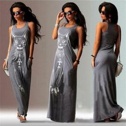 Fashion Womens Maxi Casual Beach Sundress Cocktail Sleeveless Kaftan Hippie Pocket Dress 220614279o