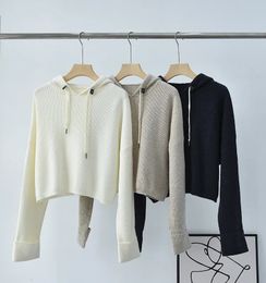 Camiscedores masculinos Naizaiga 100 % Merino lã com capuz de outono curto outono de manga longa White Beige Grey Mulheres Pullovers Sweater PRFS385 231005