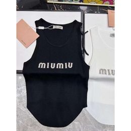 Two Piece Dress M23 Spring/Summer Style Casual Letter Nail Diamond Design Knitted Slim Tank Top