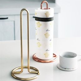 Stainless Steel Kitchen Roll Paper Towel Holder Bathroom Tissue Stand Rose Gold Napkins Rack Home Kitchen Storage Accessories C101299S