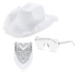 Berets Cowboy Hat Glasses Bandana Set Bachelorette Bandanas Bridal Party Cowgirl Women Costume 231005