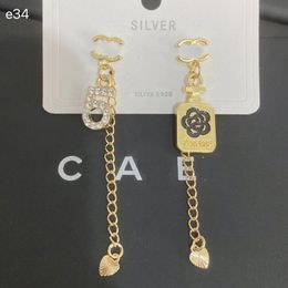 T GG Vintage Charms Metal Stud Earring Black Luxury Designer Crystal Dangle Earrings Autumn Fashion Girl Love Gift Jewellery 18K Gold Small Sze Drop Earrings