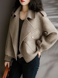 Women Blend Twill Woolen Jacket Short Coat 231005