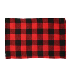 Christmas Placemats Plaid Dining Table Heat Resistant Wipeable Placemat Non-slip Kitchen Place Mats Cutlery Table Pad Decoration