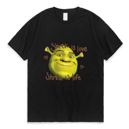 Men's T-Shirts Shrek Is Love Life Print T Shirt Men Women Summer Cotton Oversized Comfortable T-shirt Trendy Fashion Short Sl342I
