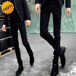 Fashion 2017 Spring Autumn Casual Teenagers Black Skinny Stretch Jeans Men Students Thin Bottoms Pencil Pants 28-34 Cheap348a