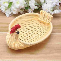 Dinnerware Sets Fruit Containers Rattan Storage Basket Kitchen Animal Bamboo Weaving Snack Tray