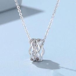 Chains Real Pure Platinum 950 Chain Women Sea Wave Circle Pendant O Link Necklace 4.6-4.8g