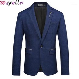 Men's Suits & Blazers Men Blazer Jacket Slim Fit Business Casual Stylish Stripped For Coat Masculino 5XL1339V