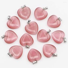 Pendant Necklaces Natural Stone Pink Agate Lucky Heart Pendants Necklace Minerals Healing Reiki Charms Fashion Jewellery Accessories Wholesale