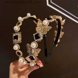 Headwear Hair Accessories Golden Butterfly Rhinestone Luxury Headband Baroque Crown Metal Flower Bee Hairband for Women Vintage Q231005