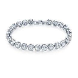 Fashion Brands Designer Round Cut CZ Stone Bracelet for Women Classical Tennis Bracelet & Bangle Jewelery Gift2906