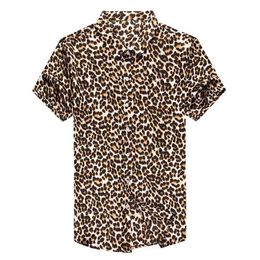 Men's Casual Shirts Leopard Print Mens 2021 Fashion Silk Men Button Down Summer Plus Size Clothing Social Club Party Dress283K