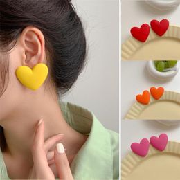 Stud Earrings Bohemian Vintage Acrylic Heart Red Yellow Statement Wedding Jewellery Gift