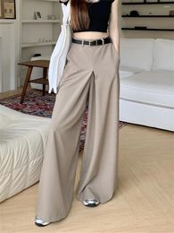 Women's Pants Alien Kitty Arrival Women Khaki Summer Wide Leg Loose 2023 Office Wear Solid Chic High Waist Slim Mopping Trousers