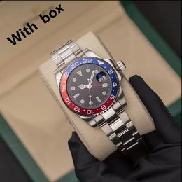 Mens Watches 40mm Automatic Mechanical Watch Full Stainless Steel Blue Black Ceramic Sapphire WristWatches Super luminous montre d261U
