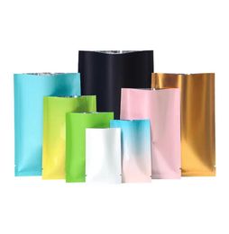 Small Open Top Aluminium Foil Mylar Foil Open Fill Bags Powder Gifts Heat Sealable Package Bag Flat Pouches Tear Notch