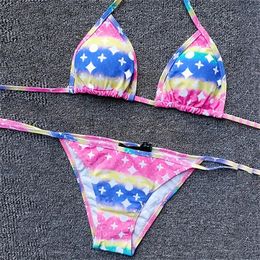 Designer Bikini Swim Suit Women Sexy Swimsuit Ladies Backless Split Letter Multicolors Summer Time Beach Bathing suits Wind Swimwear hot